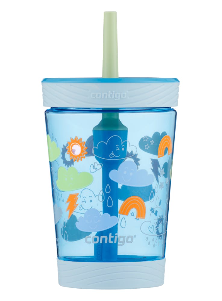 kids spill proof tumbler with rain clouds design