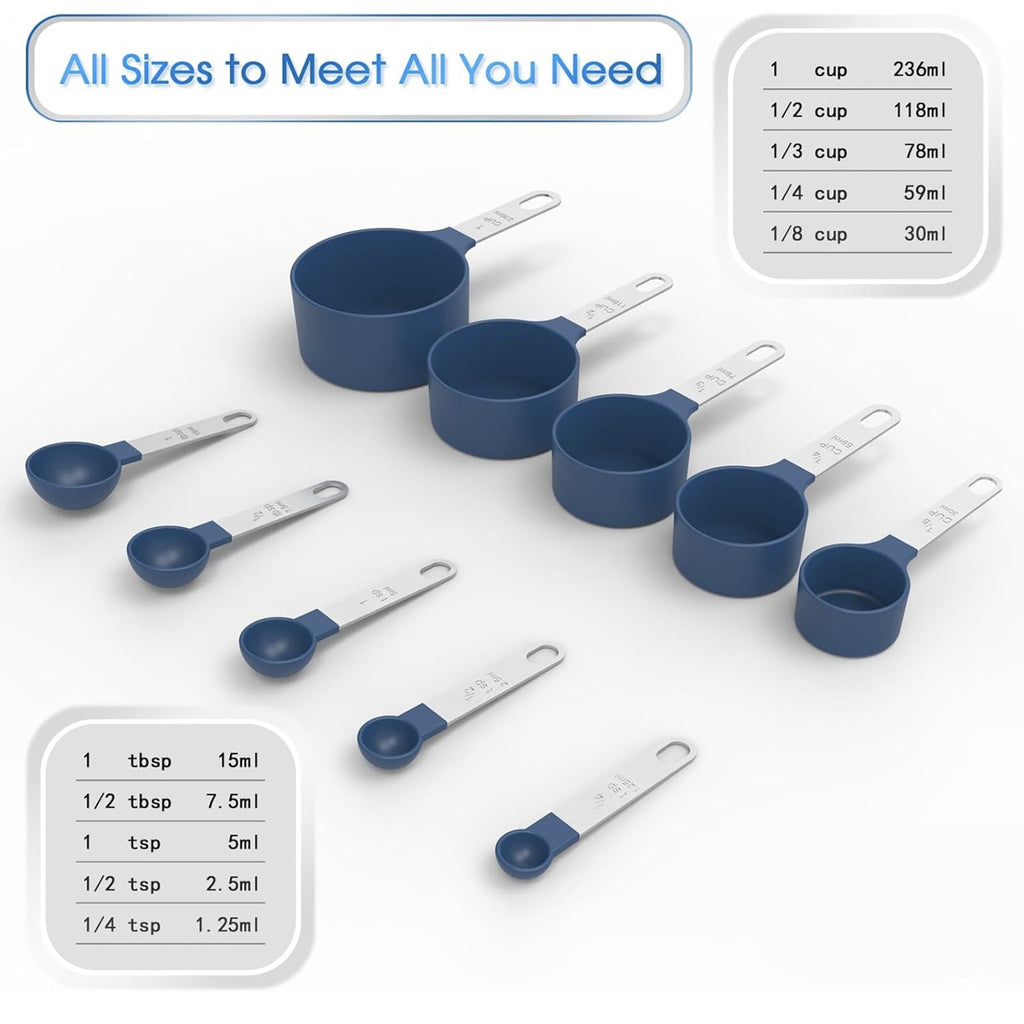 Square Stackable Measuring Cups & Spoons Set - Nesting Design with Stainless Steel Handles, Space-Saving Kitchen Gadg... - Image 2