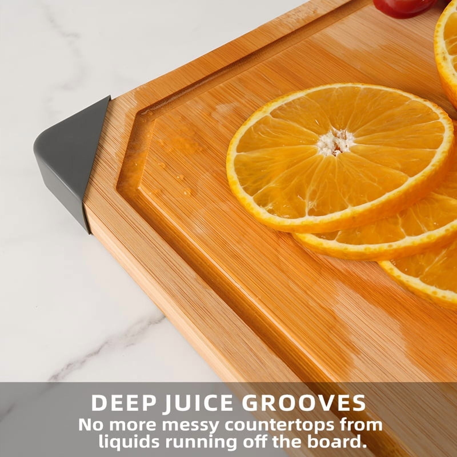 Empune Bamboo Cutting Board, 17"×11" Extra Large Wood Chopping Board for Kitchen, Deep Juice Groove and Built-in Hand... - Image 4