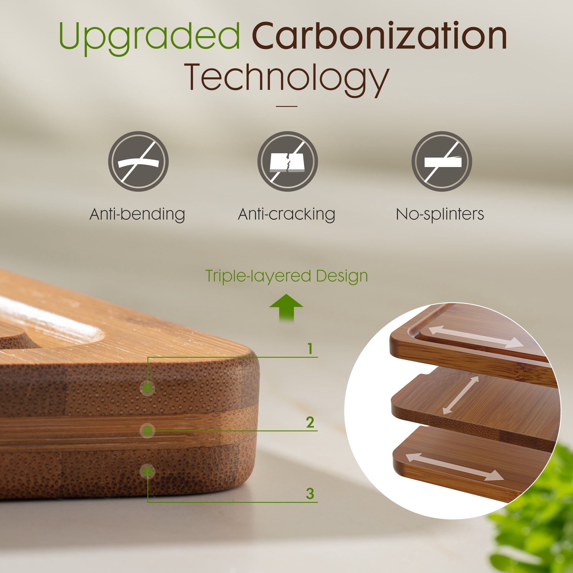Astercook 4-Pieces Wood Cutting Board, Bamboo Chopping Board for Kitchen with Holder, Cutting Boards Set with Juice G... - Image 4