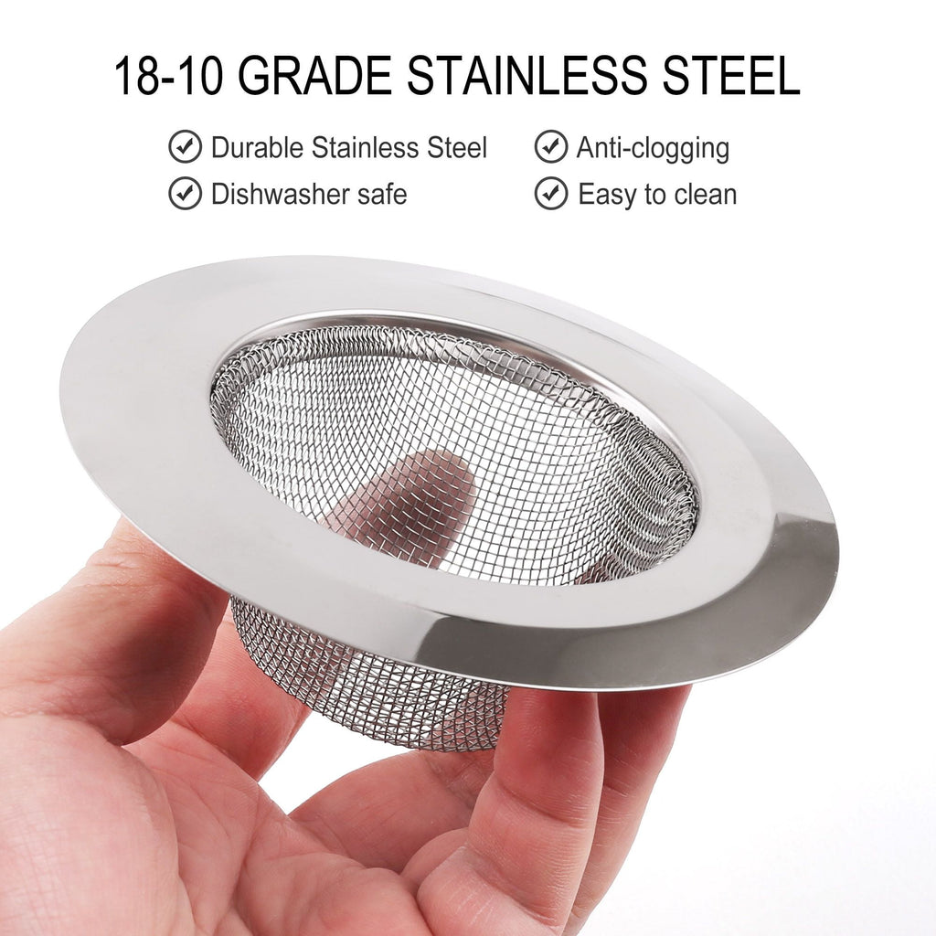 LotFancy 2 Kitchen Sink Strainer, 4.5 in Stainless Steel Mesh Drain Strainer, Silver - Image 2
