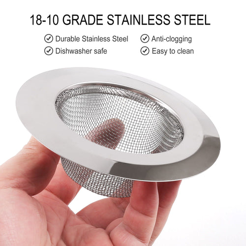 LotFancy 2 Kitchen Sink Strainer, 4.5 in Stainless Steel Mesh Drain Strainer, Silver - Image 2