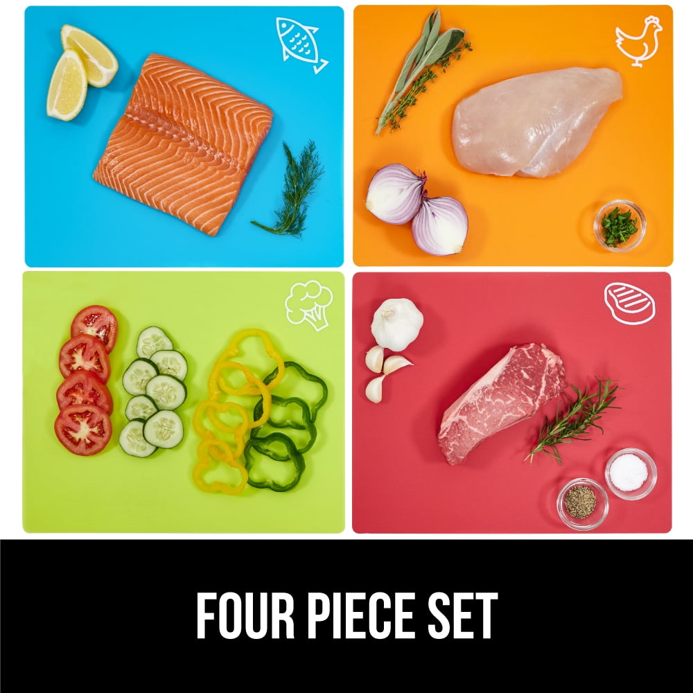 GORILLA GRIP Cutting Board Set of 4, Flexible, Durable Plastic Chopping Mats, 15x12, Multicolor - Image 3