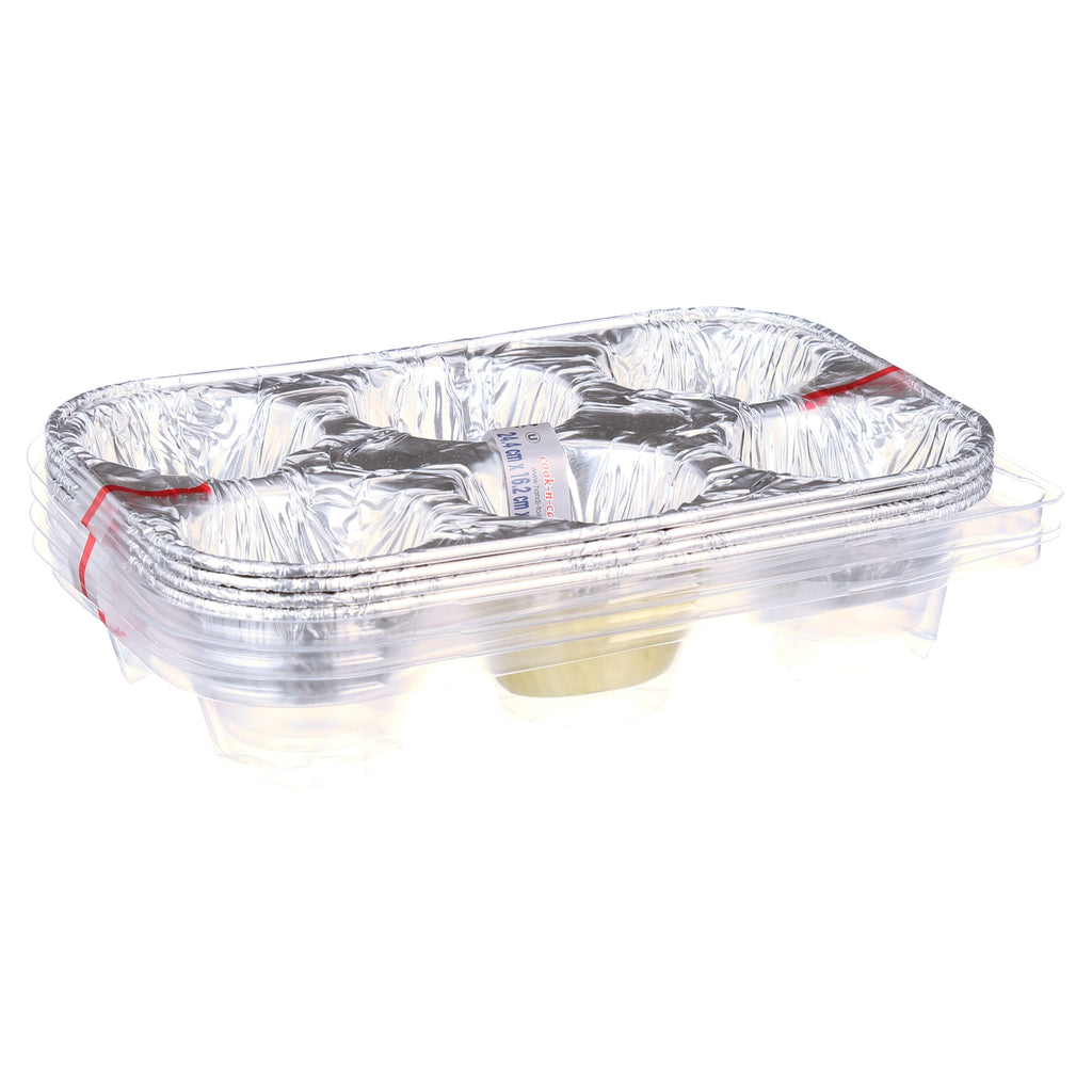 Handi-Foil 6 Cup Aluminum Muffin Pan with Liners and Lid (4 Pack) - Image 5