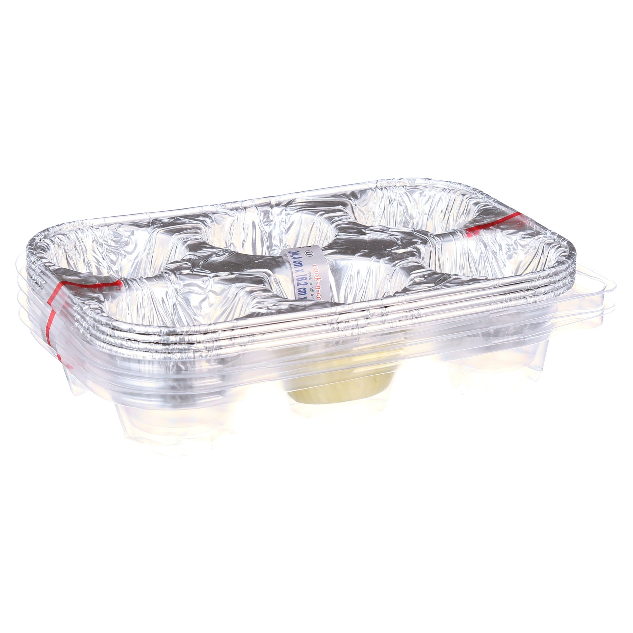 Handi-Foil 6 Cup Aluminum Muffin Pan with Liners and Lid (4 Pack) - Image 5
