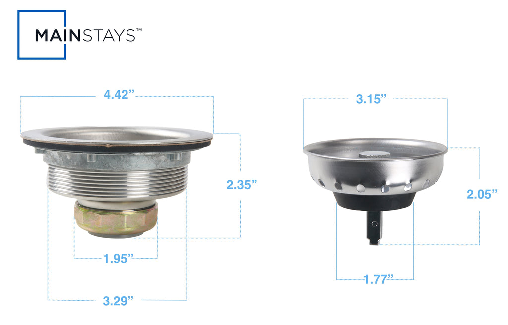 Mainstays Stainless Steel Sink Basket and Strainer Assembly Silver - Image 4