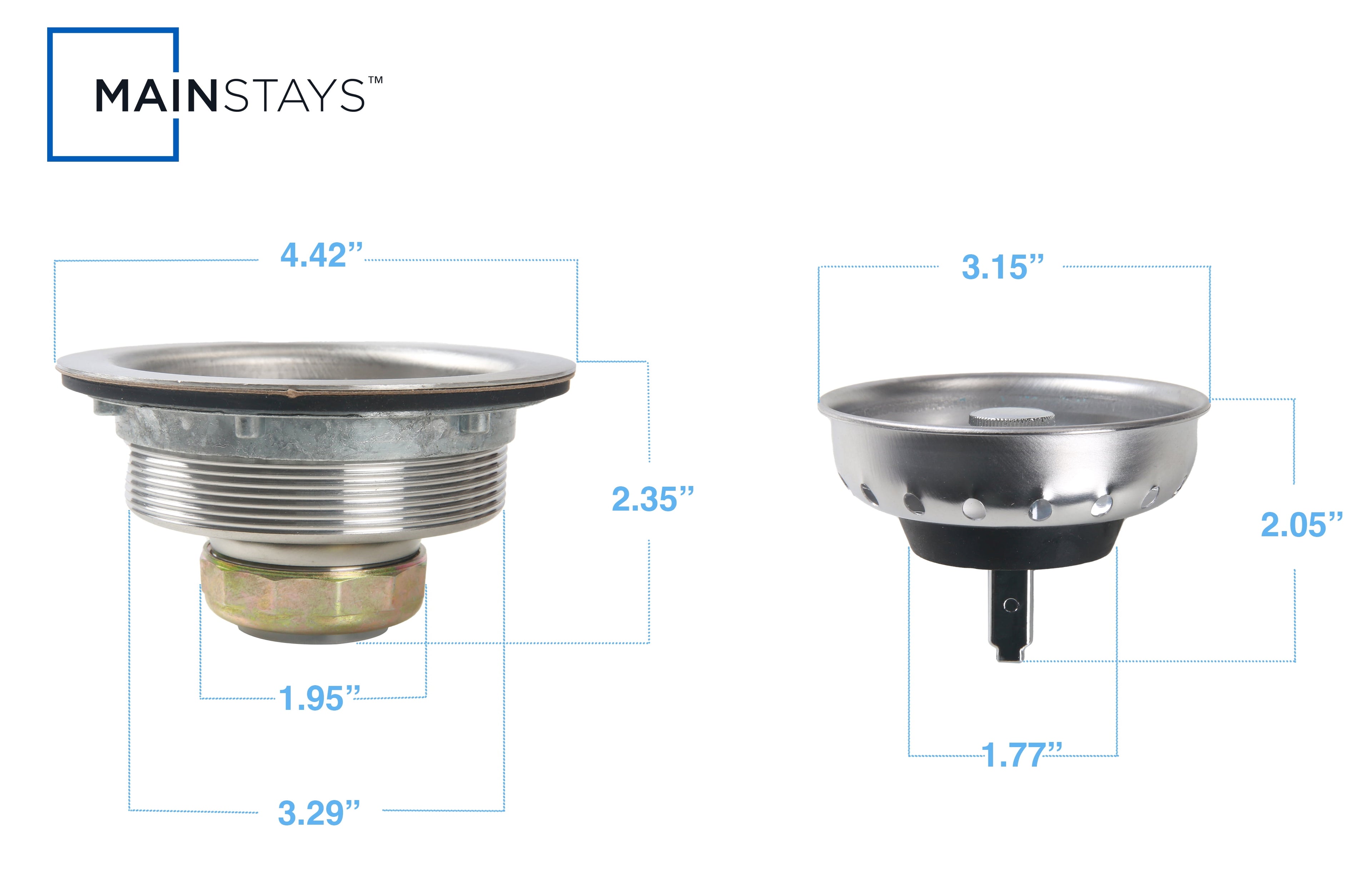 Mainstays Stainless Steel Sink Basket and Strainer Assembly Silver - Image 4