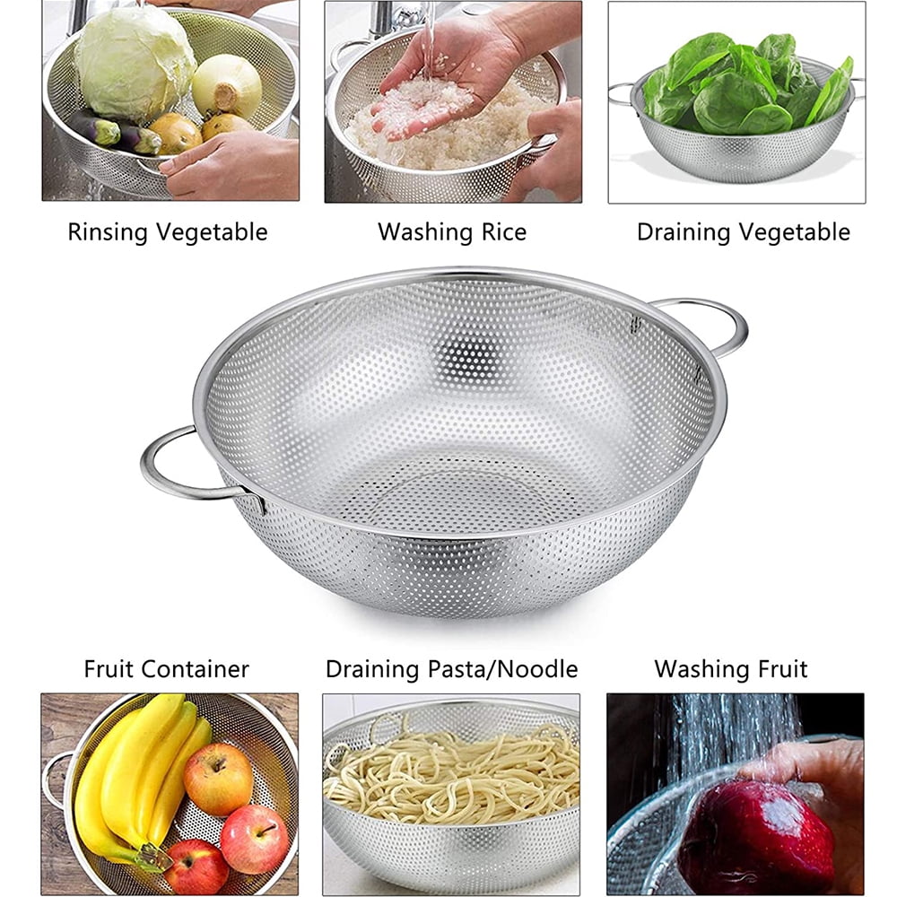 VeSteel Colander Set of 3, Stainless Steel Micro-Perforated Colanders Strainers for Draining Rinsing Washing, Ideal f... - Image 6