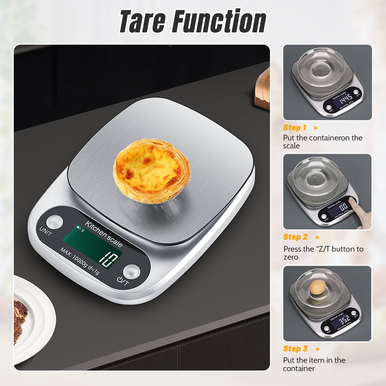 AGCAN Food Scale, 22 lb Digital Kitchen Scales, Weight Ounces and Grams for Cooking and Baking, 9 Units with Tare Fun... - Image 6