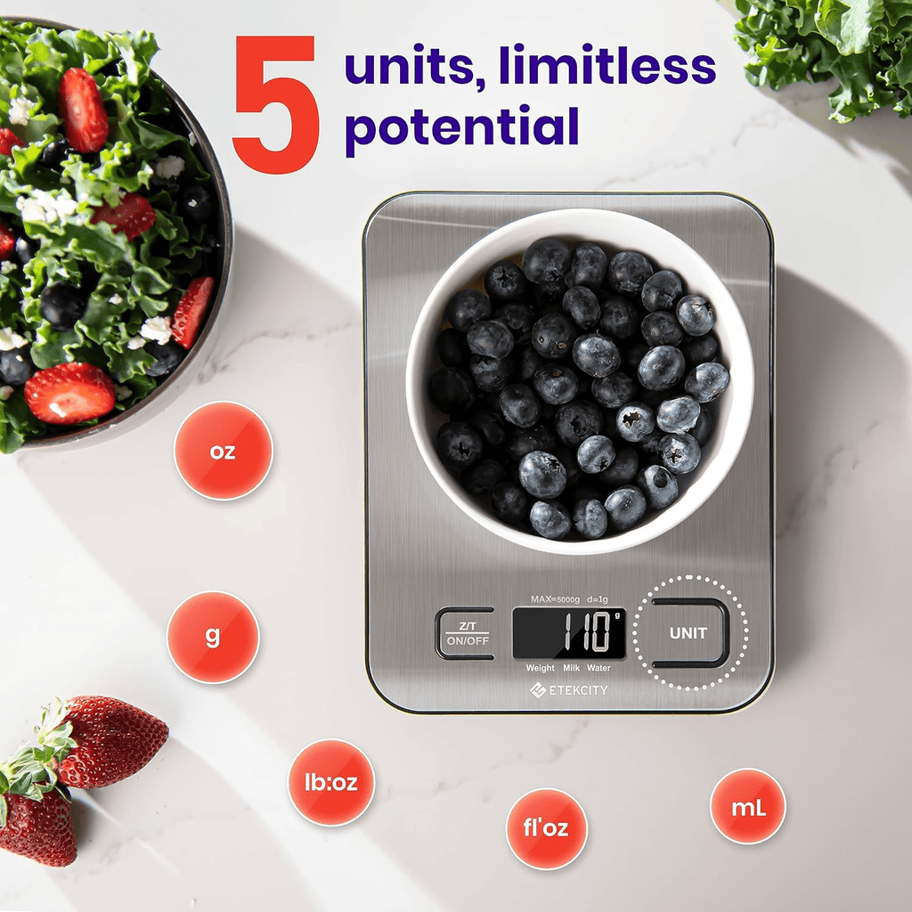 Etekcity Kitchen Scale, Digital Food Scale, 304 Stainless Steel, 11lb/5kg, Silver, EK6015 - Image 6