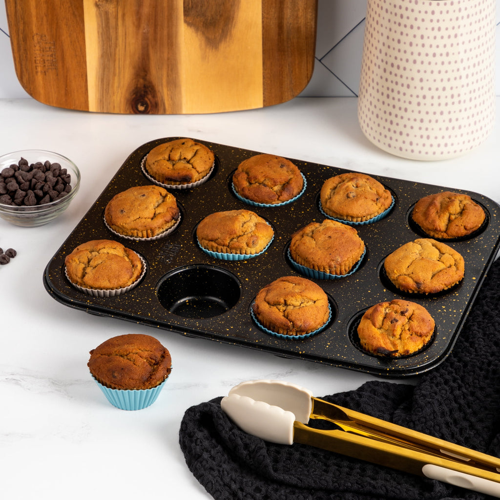 Thyme & Table 12 Cup Nonstick Muffin Pan with Silicone Baking Cups - Black - Image 3