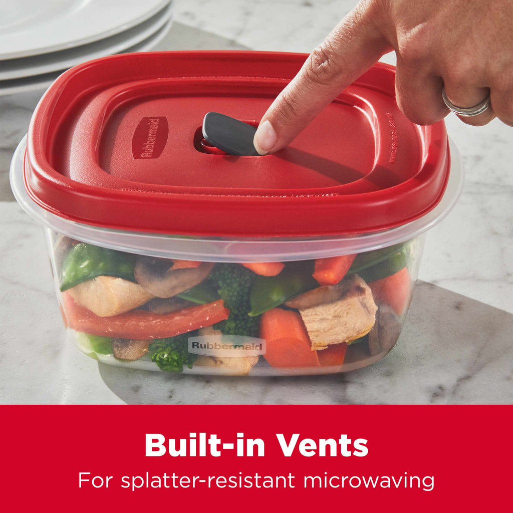 Rubbermaid Easy Find Lids Food Storage Containers with Vented Lids, 26 Piece Set, Red - Image 4