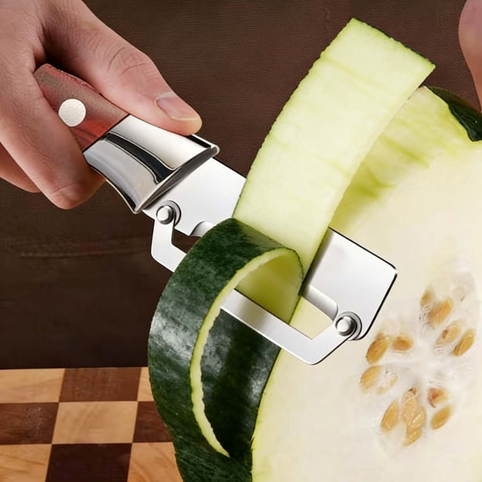 2026 New Zero Snag Wooden Kitchen Tool, 2-in-1 Multifunctional Stainless Steel Vegetable Handle Peeler with Built-in ... - Image 5