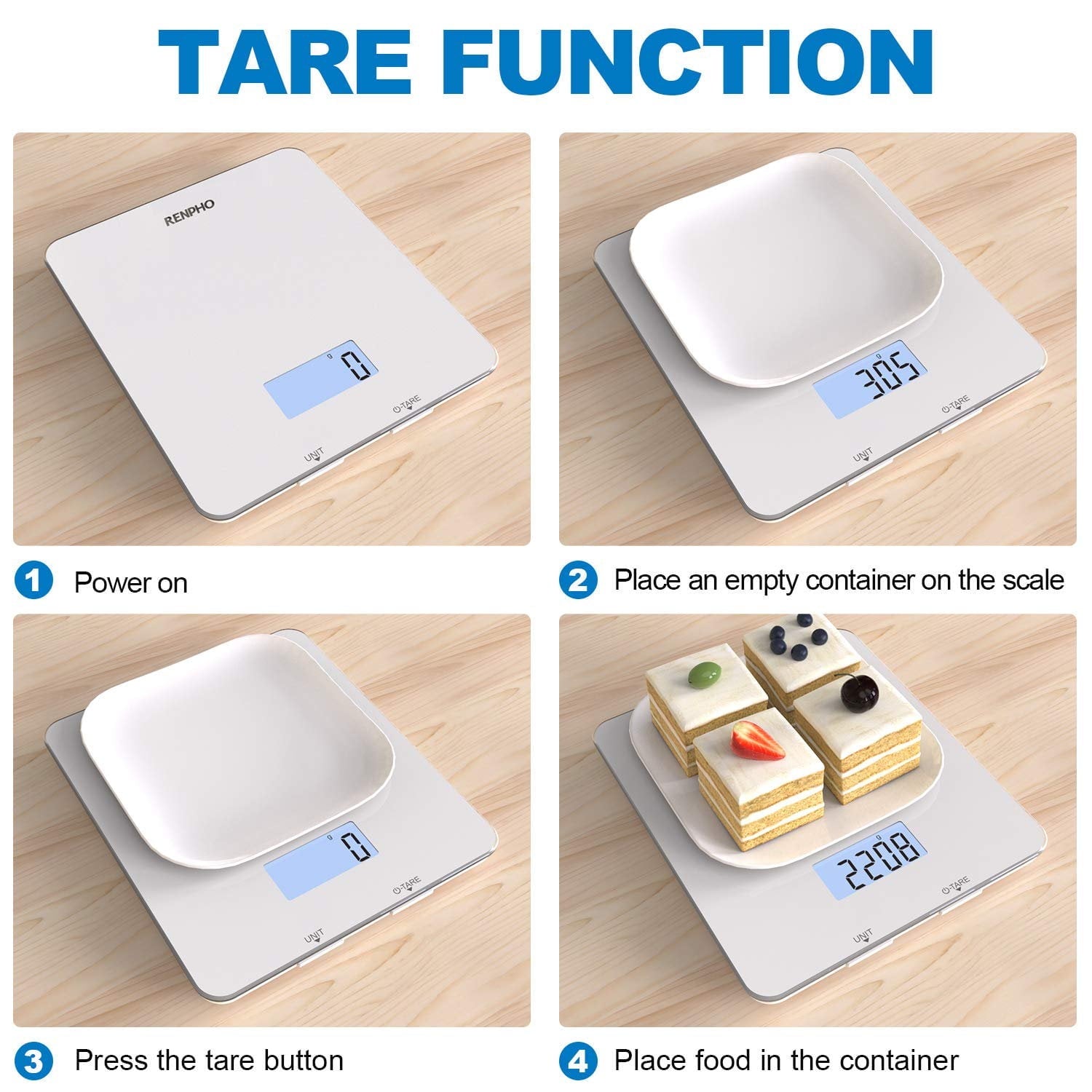 RENPHO Bluetooth Food Scale with App, Digital Smart Kitchen Scale, Glass, White - Image 5