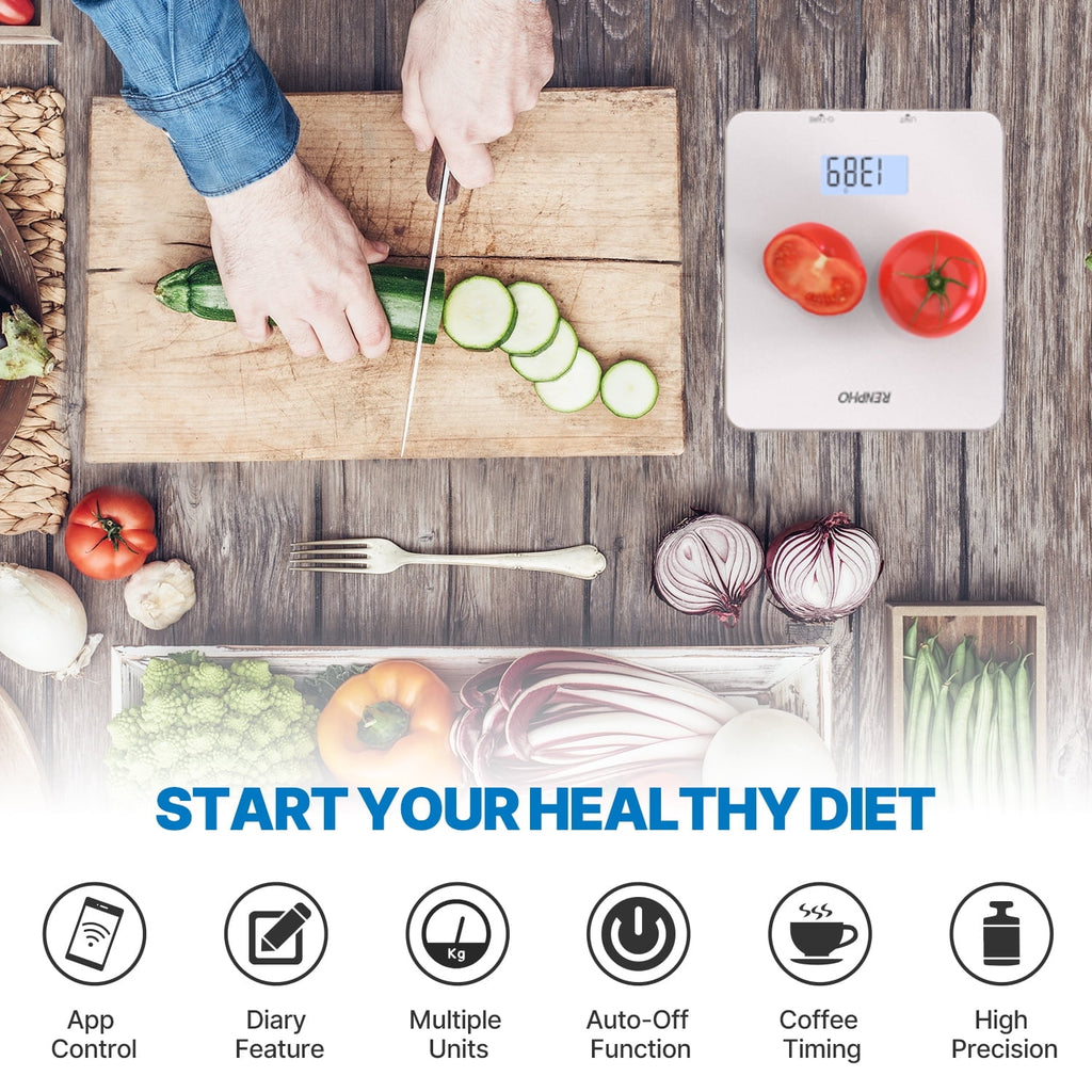 RENPHO Bluetooth Food Scale with App, Digital Smart Kitchen Scale, Glass, White - Image 2