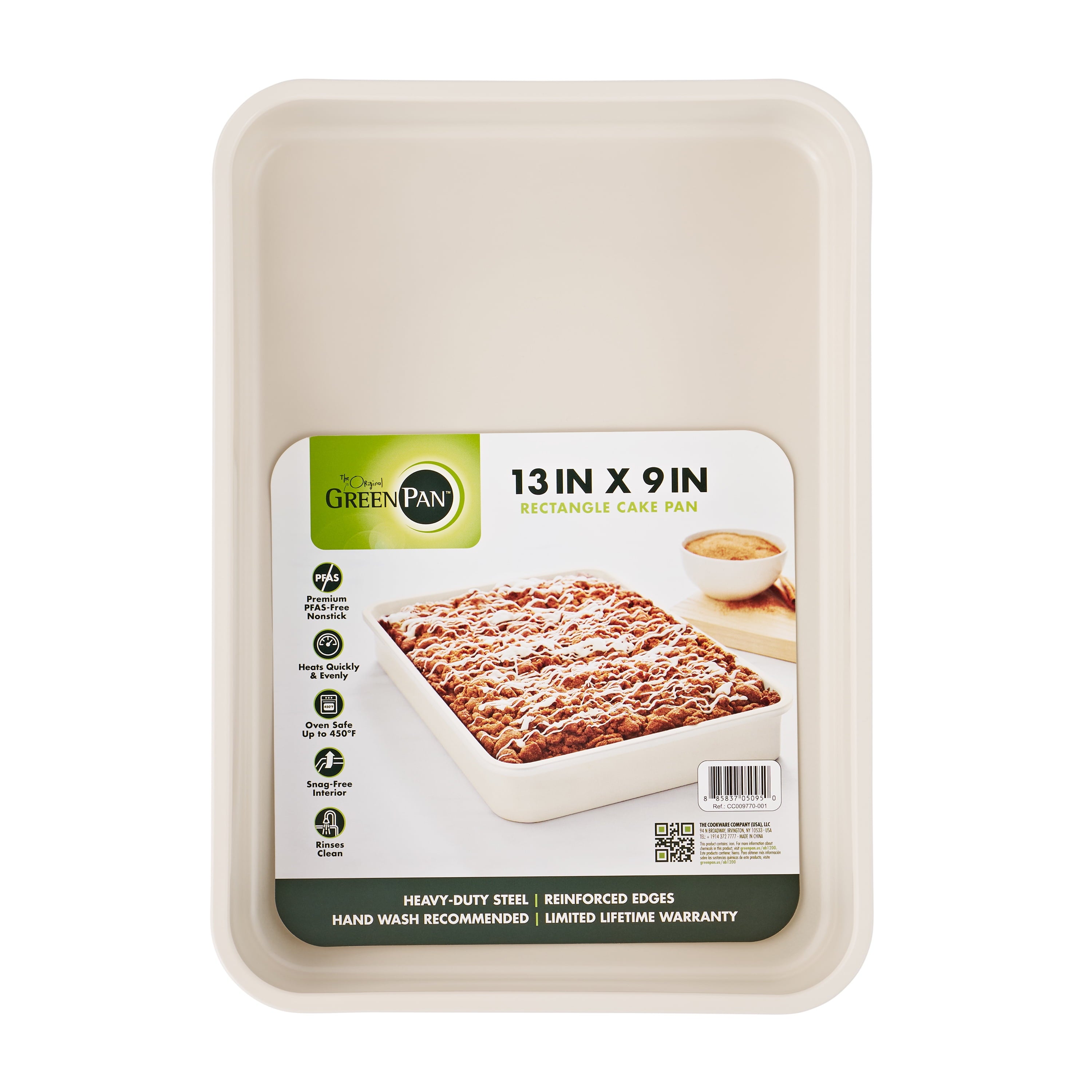 GreenPan 13" x 9" Nonstick Straight Side Cake Pan Healthy Coating, Oven Safe, Durable Bakeware - Image 6