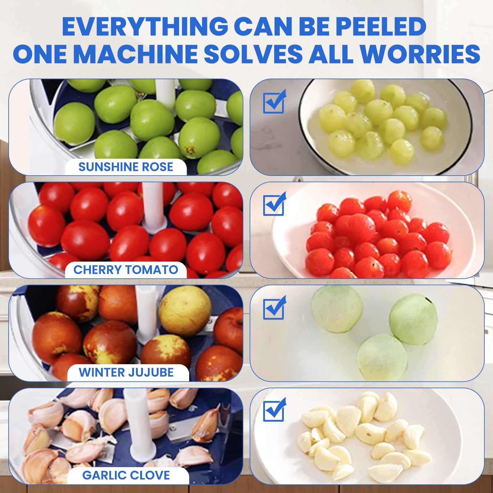 Electric Fruit Peeler Machine, Automatic Grape Peeler Machine, Garlic Peeler Skin Remover Tool for Small Fruits, Effo... - Image 3