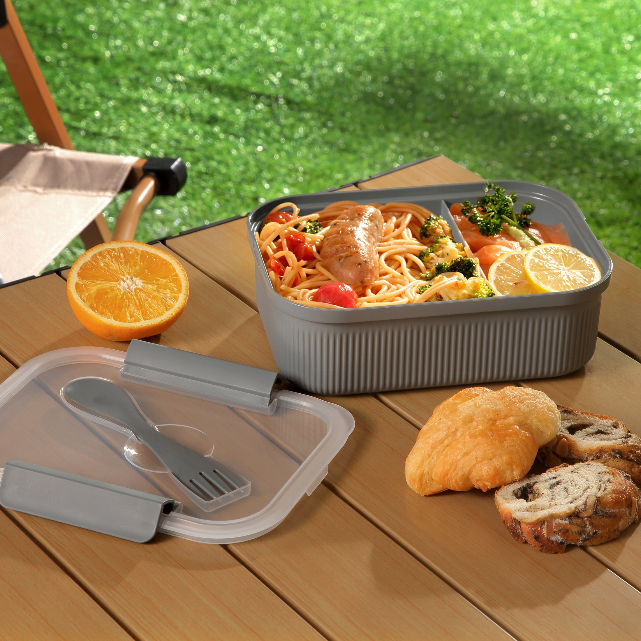 Mainstays Food Storage Bento Container, Rectangle, Gray, 42oz Capacity, A Practical Choice for School Lunches and Act... - Image 5