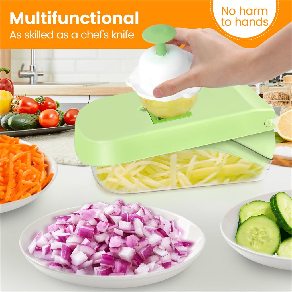 All-in-1 Vegetable Chopper with 8 Blades & Container - Dishwasher Safe, Mandoline Slicer & Shredder for Potato, Onion... - Image 5
