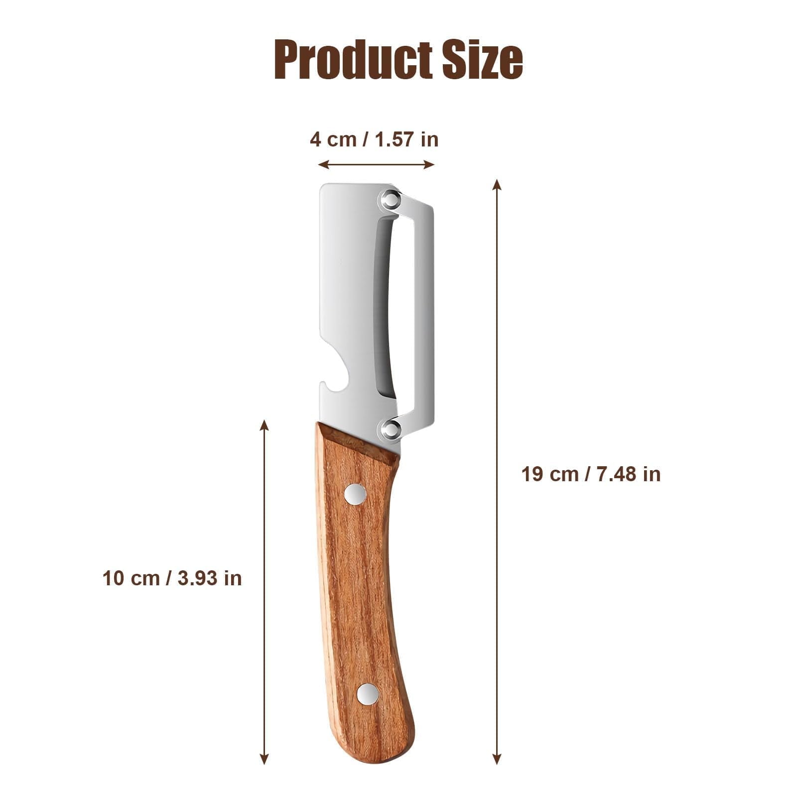 Multi-Functional Vegetable Peeler for Kitchen, Stainless Steel Fruit Potato Apple Peelers with Manual Wooden Handle, ... - Image 2