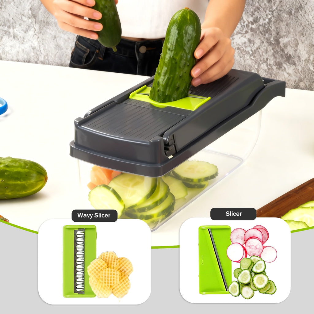 YARRAMATE 16-in-1 Mandoline Slicer, Multifunctional Vegetable Chopper with Container, Food Processor for Onion, Chees... - Image 3