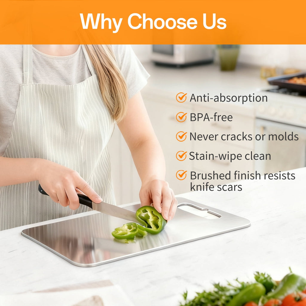 TINANA 3 PCS Stainless Steel Cutting Board for Kitchen (S+M+L), Durable, Hygienic and Dishwasher Safe - Image 2
