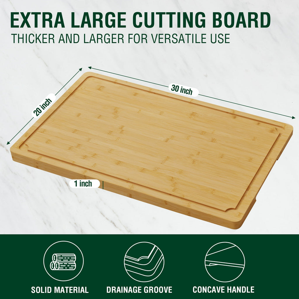Empune 30 x 20 Extra Large Bamboo Cutting Board, Wooden Chopping Board for Kitchen, Stove Top Cover Large Charcuterie... - Image 2