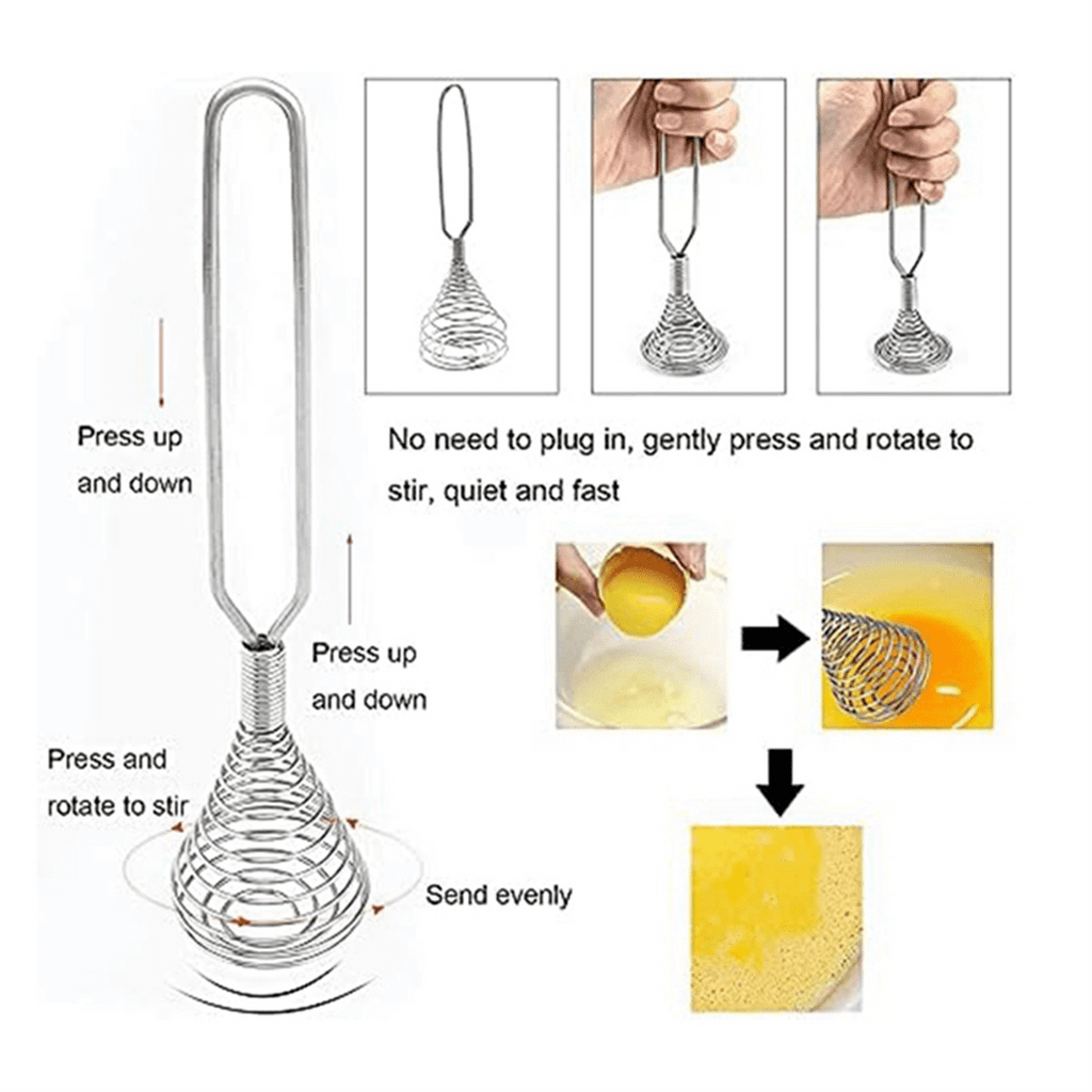 Stainless Steel Spring Coil Whisk Wire Whip-Cream Egg Beater Gravy-Cream Hand Mixer Kitchen Tool Accessories for Mixing - Image 6