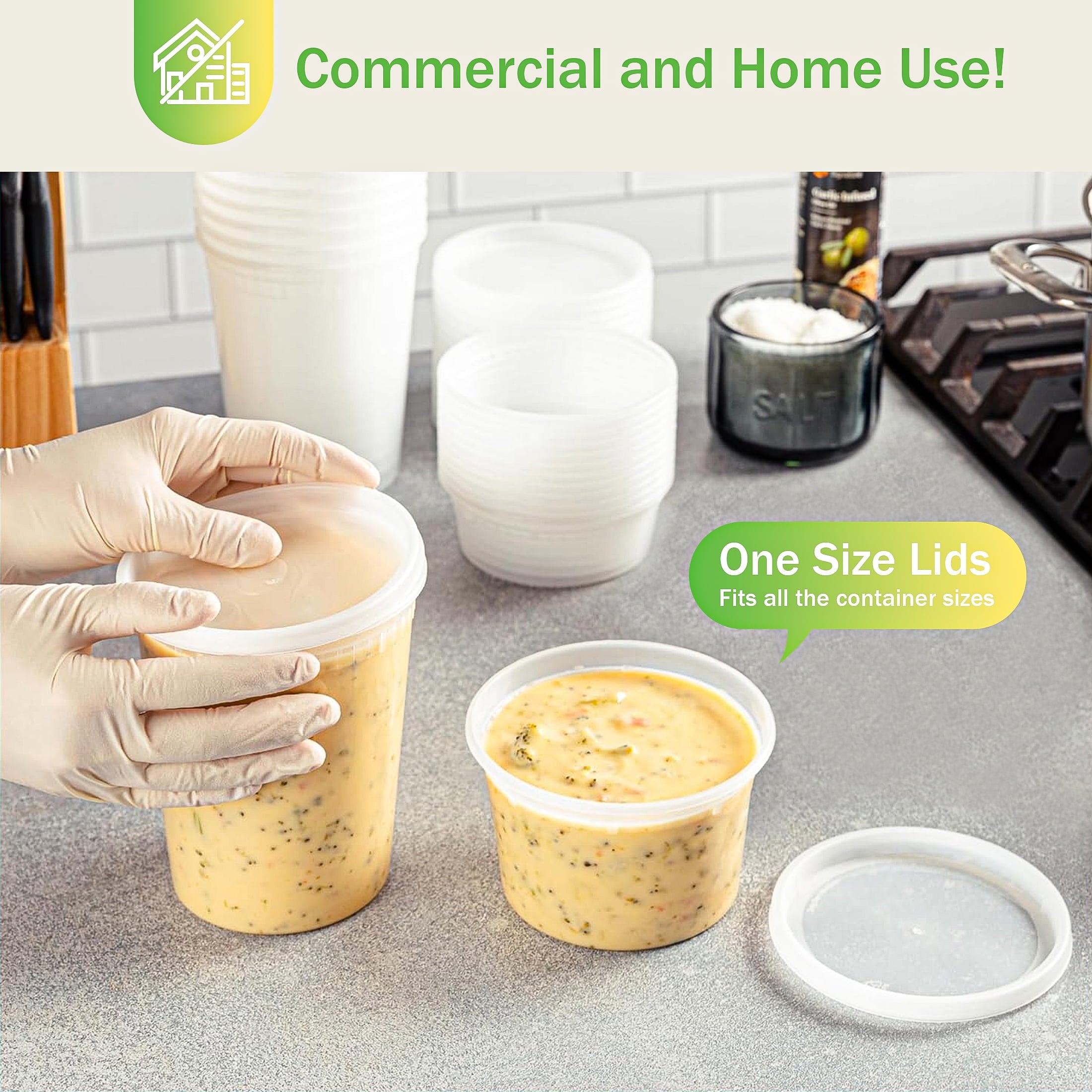GPED 32oz Deli Containers with Lids 50 Sets, Food Storage Containers with Lids, Soup Containers with Lids, Stackable ... - Image 2