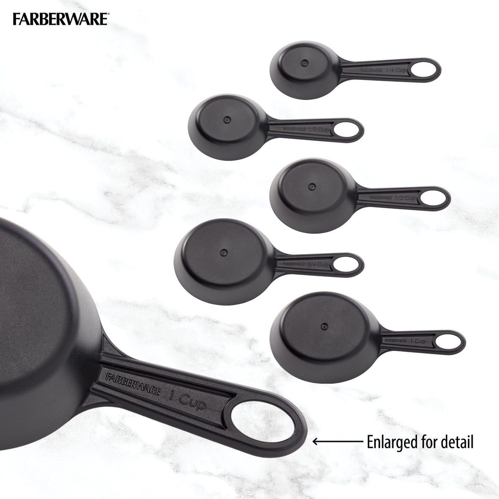 Professional 10 Piece Plastic Nesting Measuring Cup and Spoon Set Black - Image 5