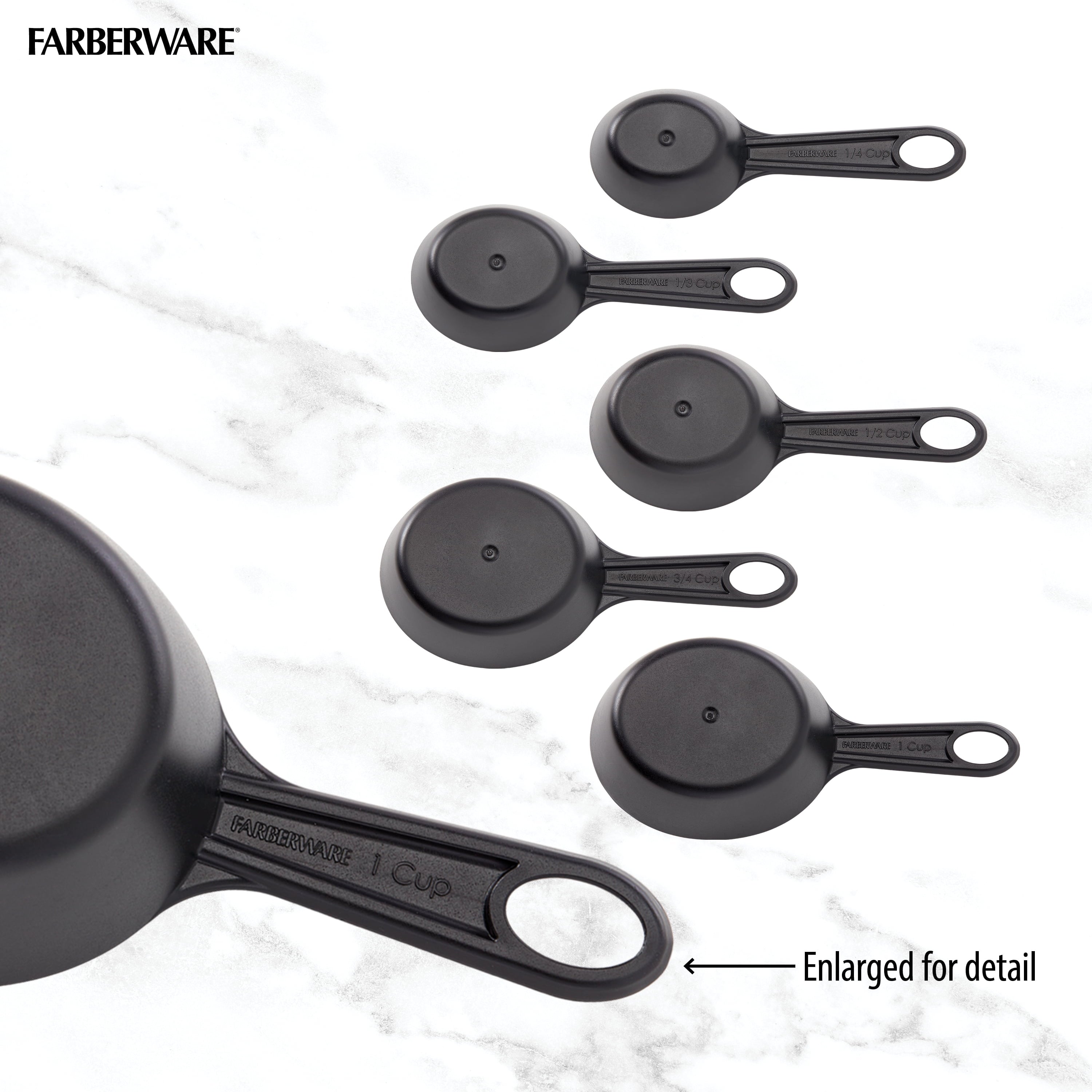 Professional 10 Piece Plastic Nesting Measuring Cup and Spoon Set Black - Image 5