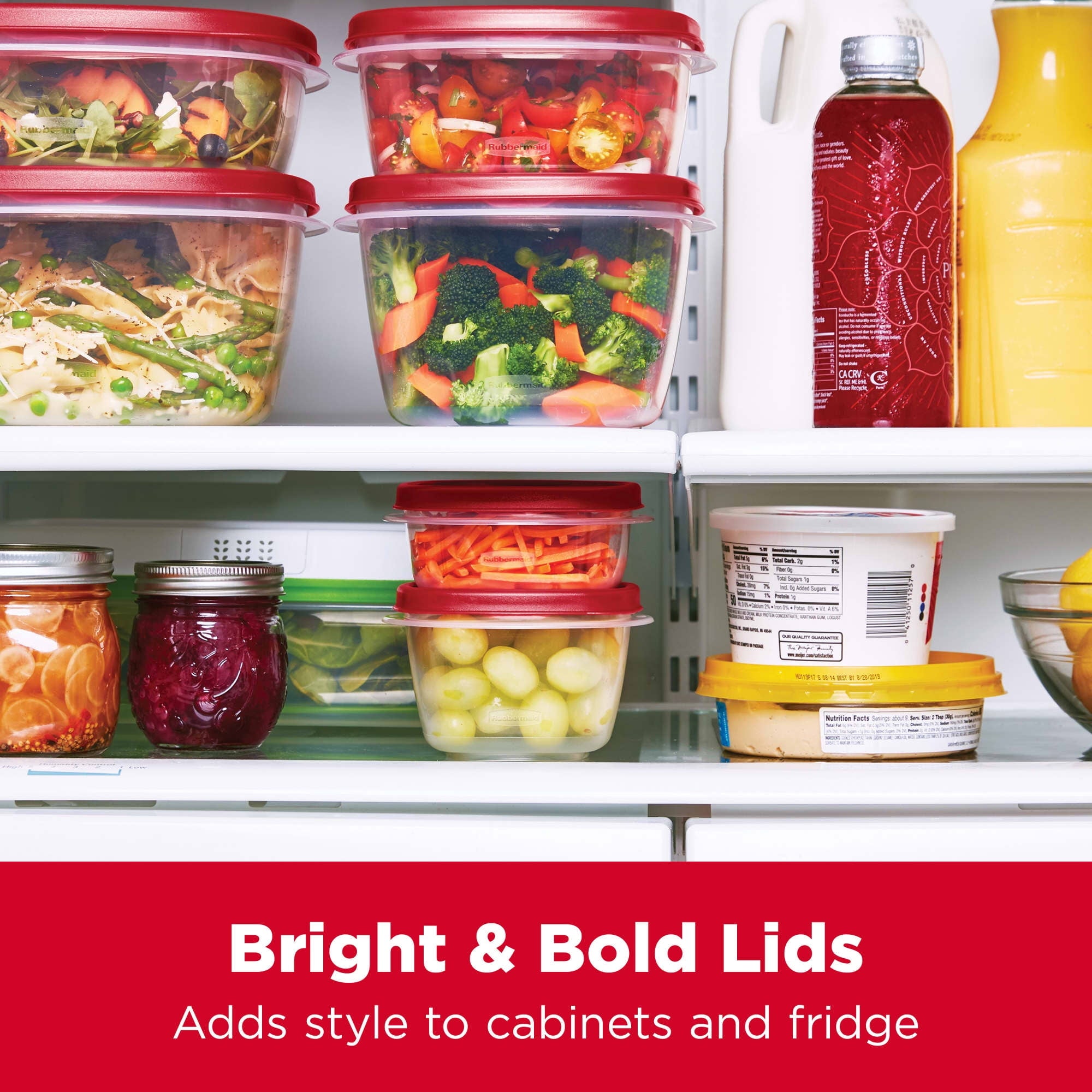Rubbermaid Easy Find Lids Food Storage Containers with Vented Lids, 26 Piece Set, Red - Image 2