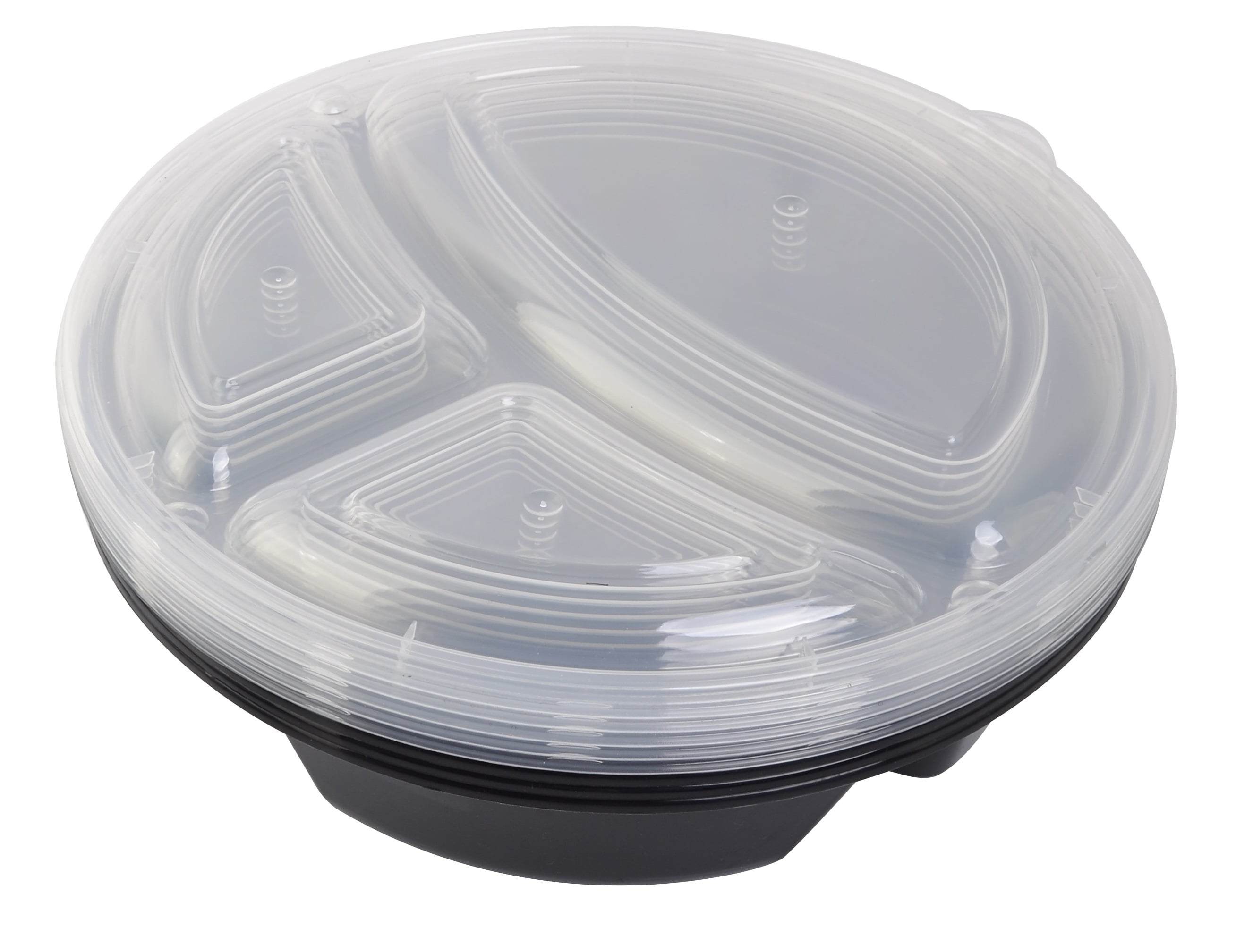 Mainstays 5-Pack Round Meal Prep Containers with 3 Compartments and Lids, 1L, BPA-Free, Microwave & Dishwasher Safe, ... - Image 3
