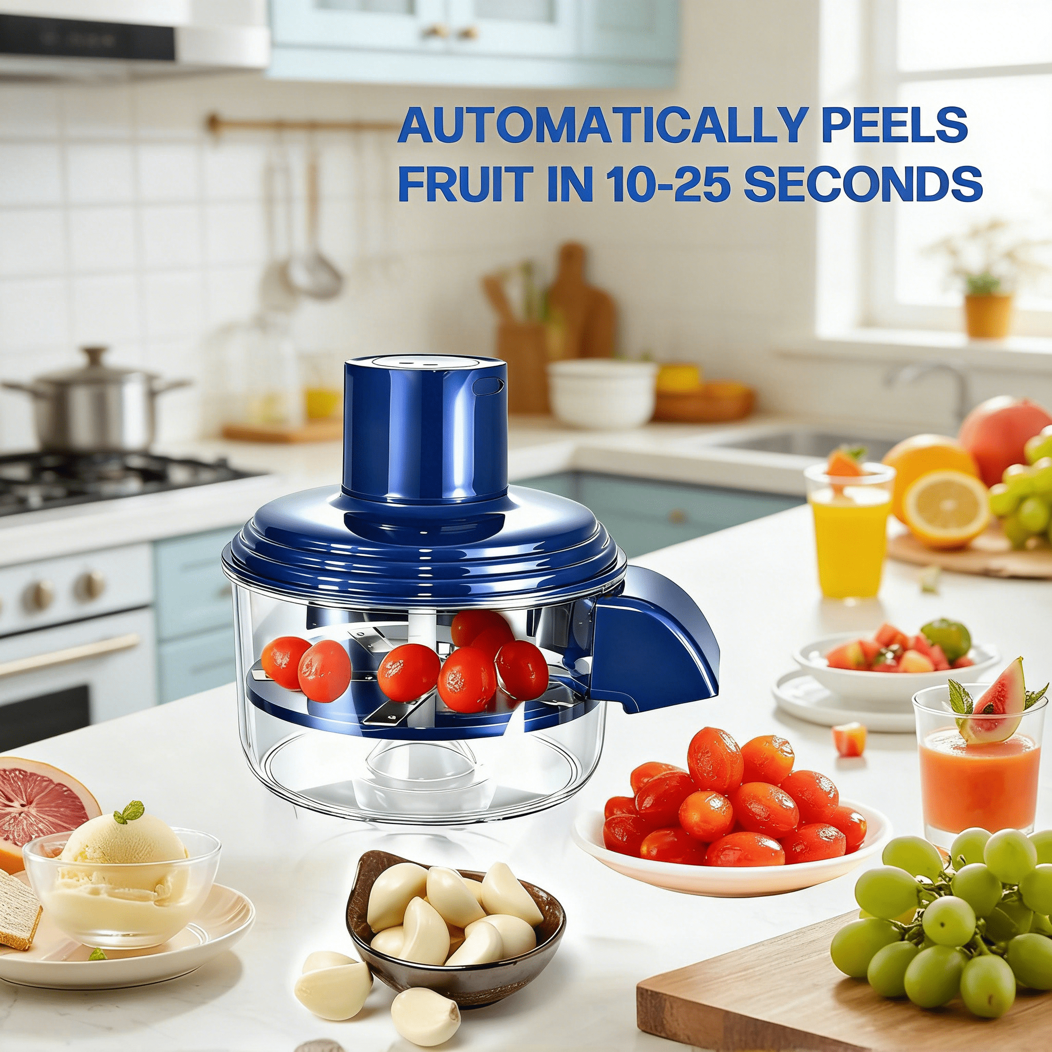 Electric Fruit Peeler Machine, Automatic Grape, Cherry Tomato & Garlic Peeler, Fast Small Fruit Skin Remover for Kitchen - Image 5