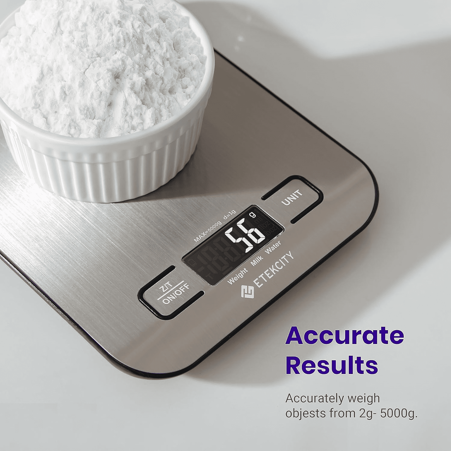 Etekcity Kitchen Scale, Digital Food Scale, 304 Stainless Steel, 11lb/5kg, Silver, EK6015 - Image 3