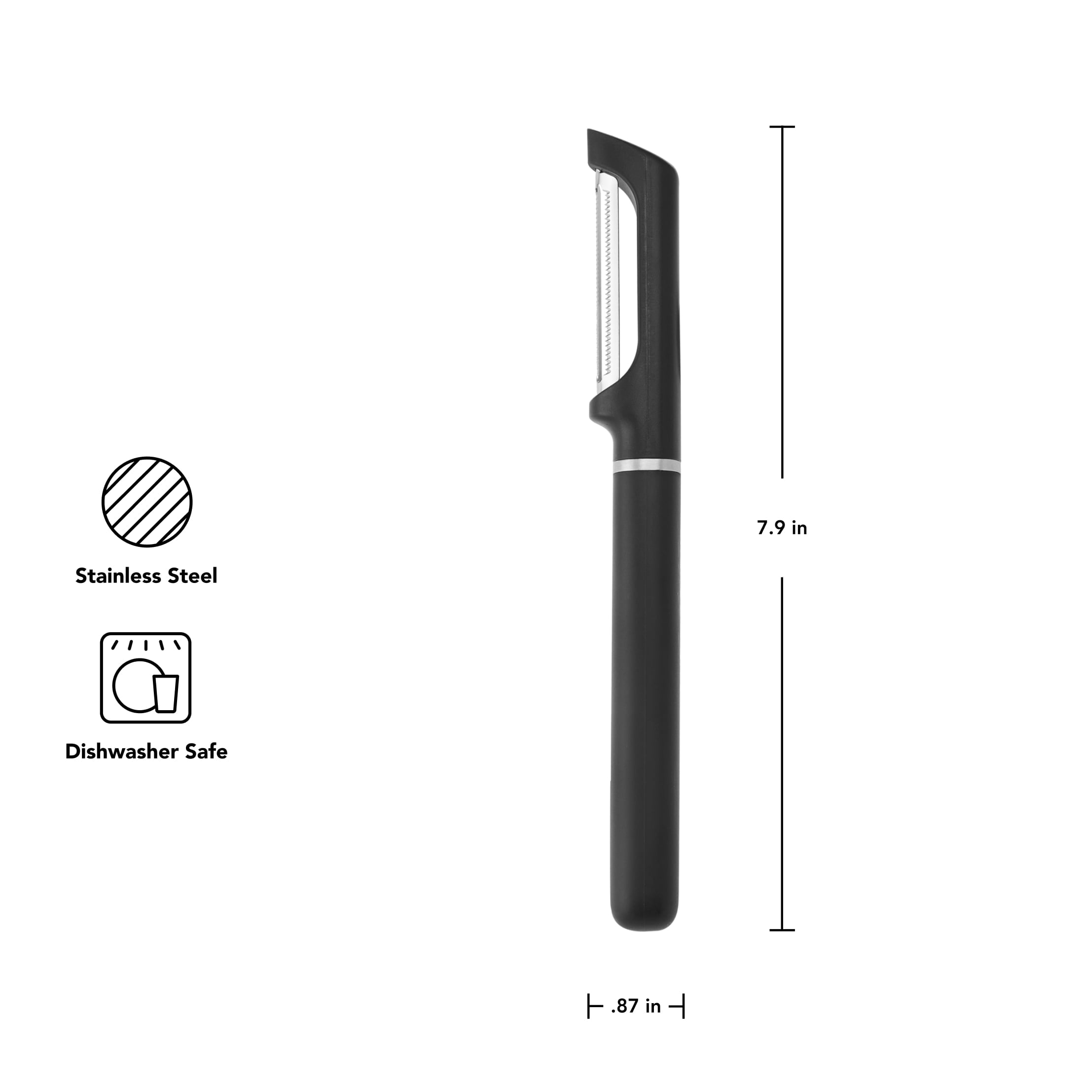 2-Piece Stainless Steel Swivel Y and Vegetable Peeler, Black - Image 6