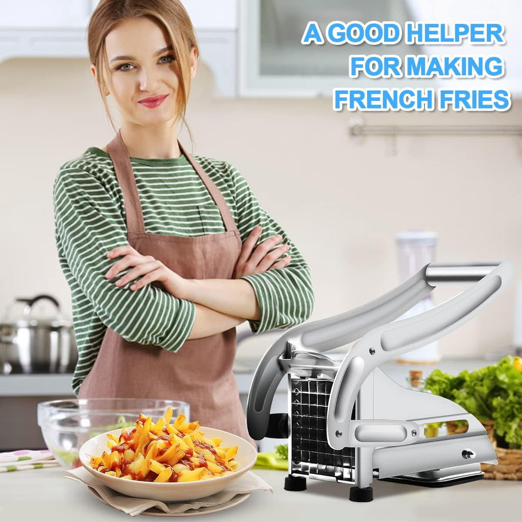 UU&T French Fry Cutter with 2 Blades, Professional Potato Cutter Stainless Steel, Potato Slicer French Fries, No-Slip... - Image 4