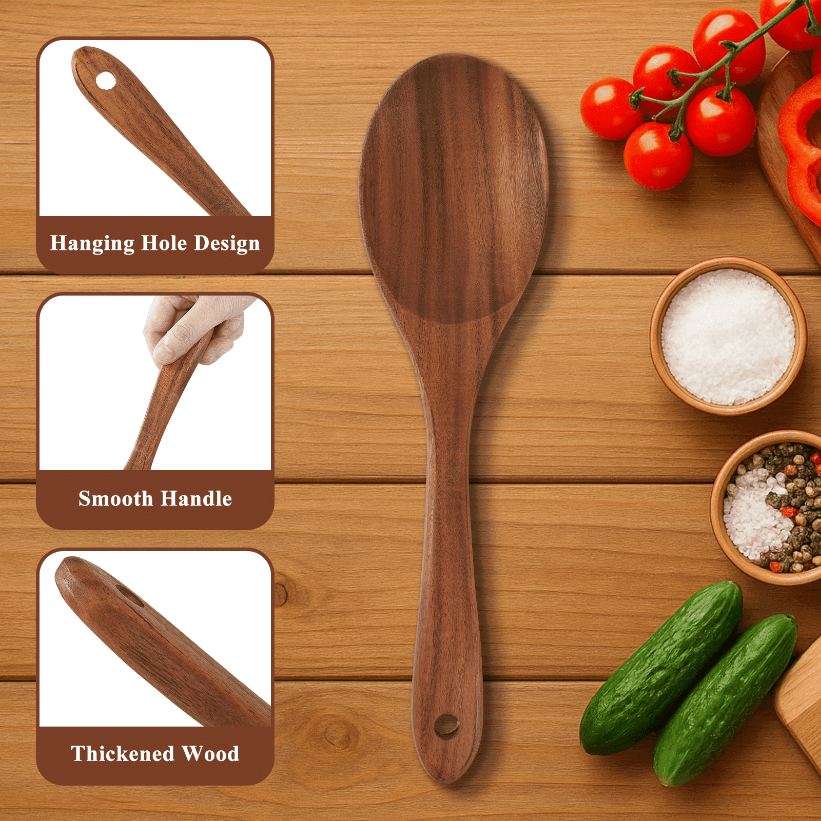 VAVSEA Thick Wooden Spoons for Cooking, 8 Pcs Natural Wooden Utensil for Cooking with Non-Stick, Heat Resistant, Wood... - Image 5