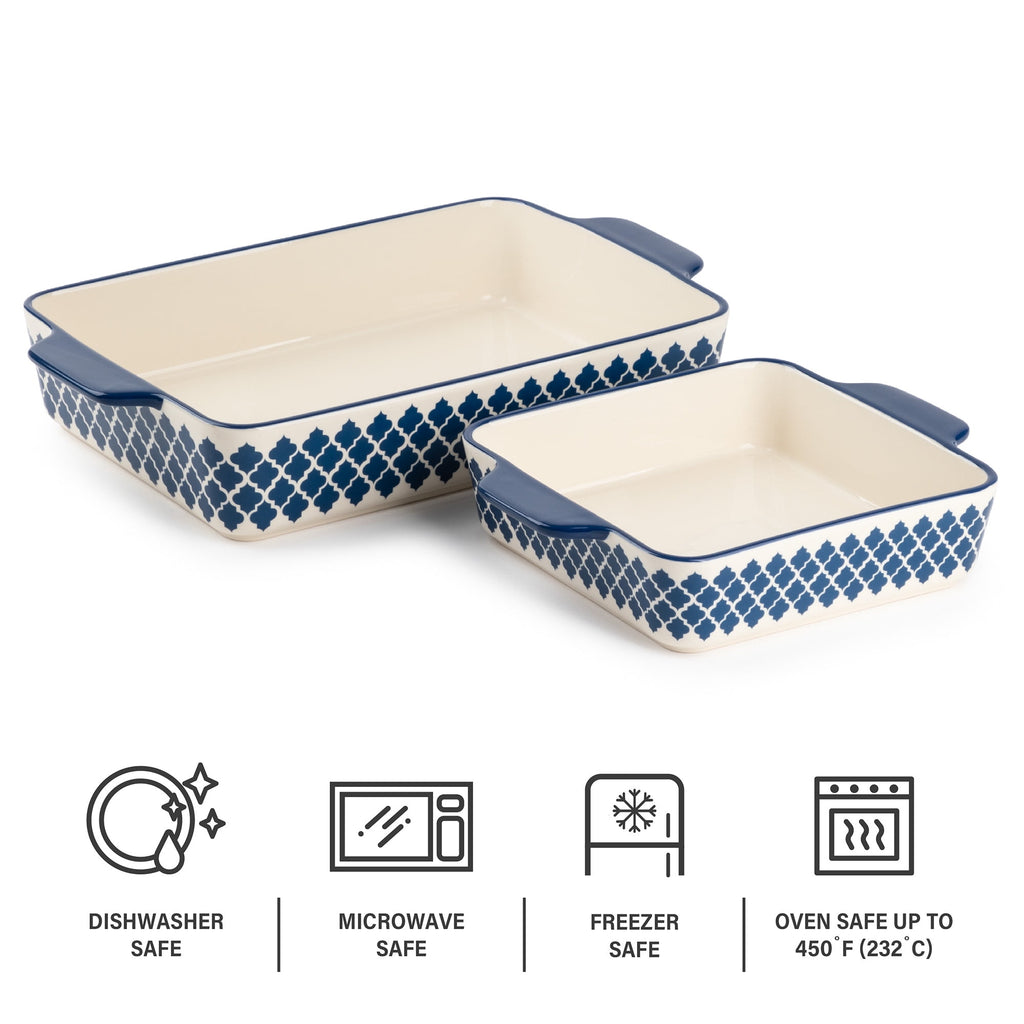 Thyme & Table Stoneware Square & Rectangular Baker, Blue Pattern, 2-Piece Set - Image 5