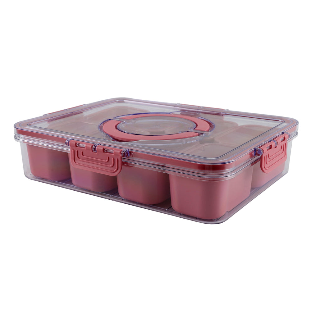8-Compartment Snackle Box, Charcuterie and Snack Container, Divided Serving Tray with Lids and Handle, Dishwasher Saf... - Image 3