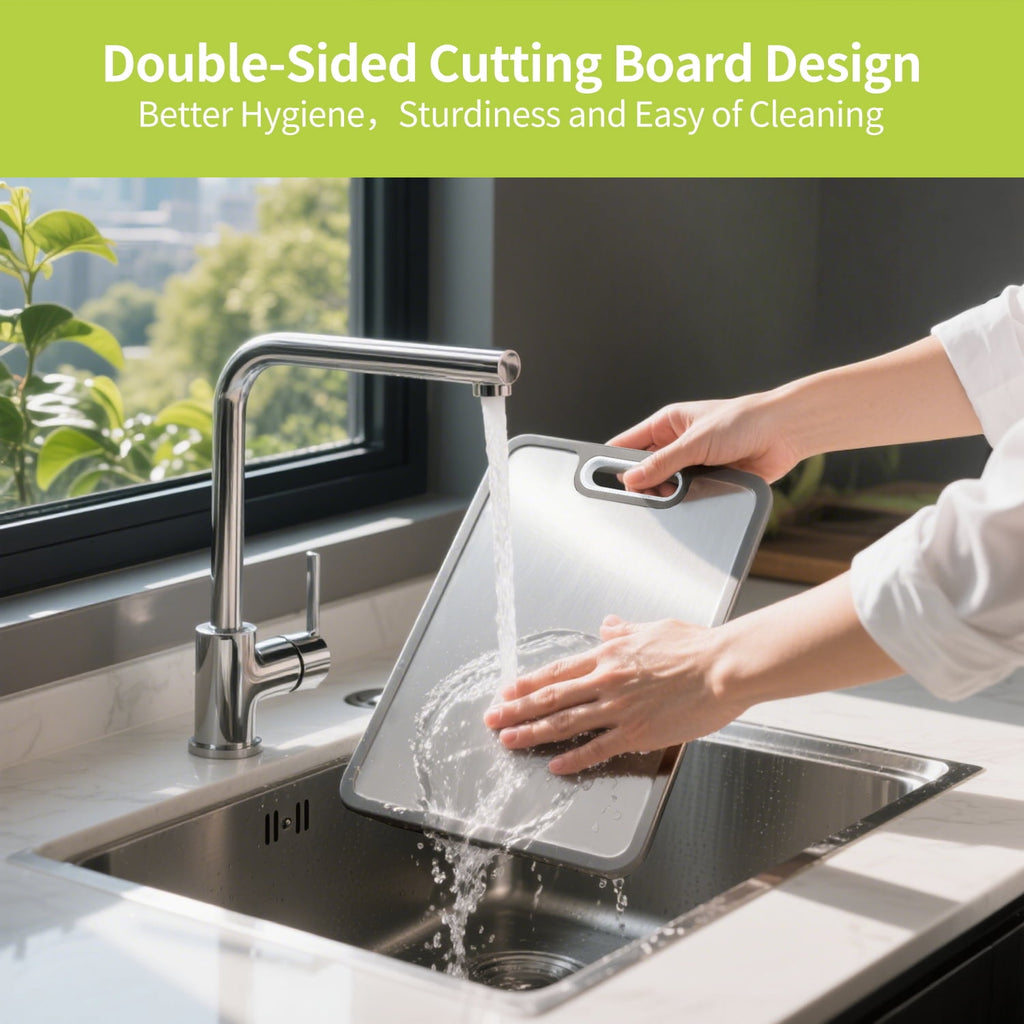 Stainless Steel Cutting Board Large, Double Sided Cutting Board for Kitchen, Non Toxic Chopping Board for Meat, Veget... - Image 4