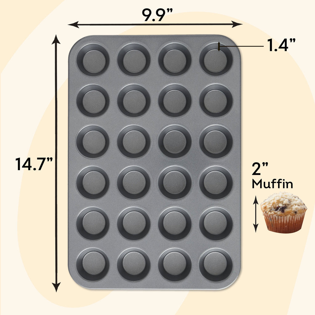 Wilton Everyday Non-Stick 24-Cup Mini Muffin Pan Cupcake Tin 14.65" x 9.9" x 0.8", Packaging May Vary - Image 5