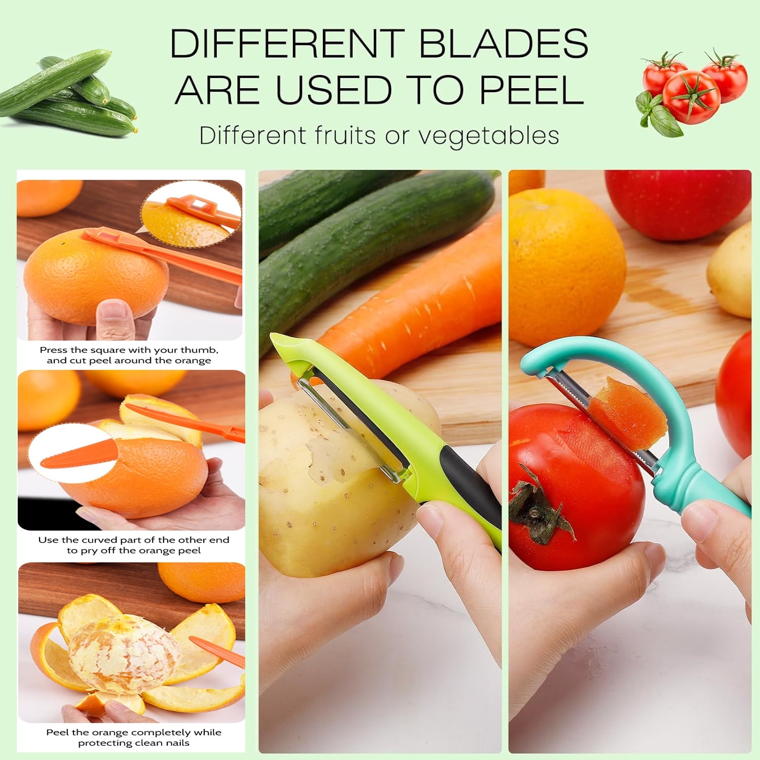 Potato Vegetable Peeler For Kitchen, Julienne Peeler, I And Y Potato Peelers For Apple Fruit Carrot Zucchini Cucumber... - Image 6