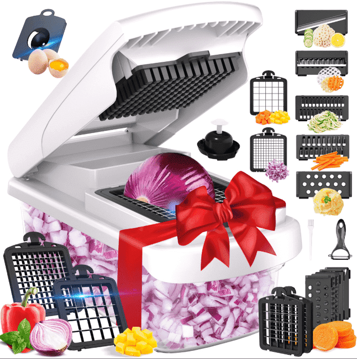 CYYI 15-in-1 Vegetable Chopper with Container, Kitchen Mandoline Slicer, Grater, Cheese Shredder, Onion Chopper, Frui...