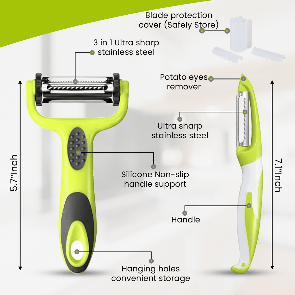 NextG Ideaz 3 In 1 Rotatable Stainless Steel Blade Vegetable Peeler, Vertical Serrated & Straight Peeler, 3pcs Set - Image 5