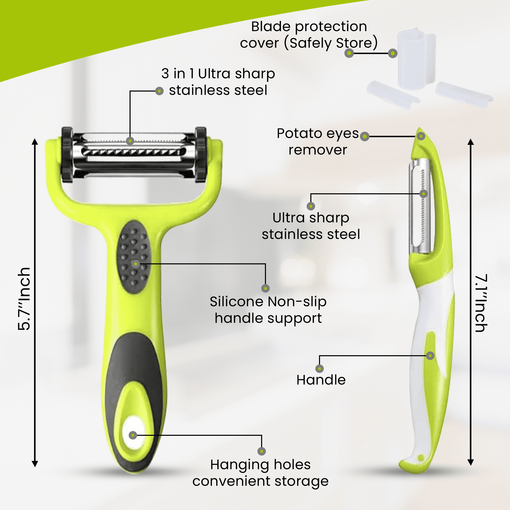 NextG Ideaz 3 In 1 Rotatable Stainless Steel Blade Vegetable Peeler, Vertical Serrated & Straight Peeler, 3pcs Set - Image 5