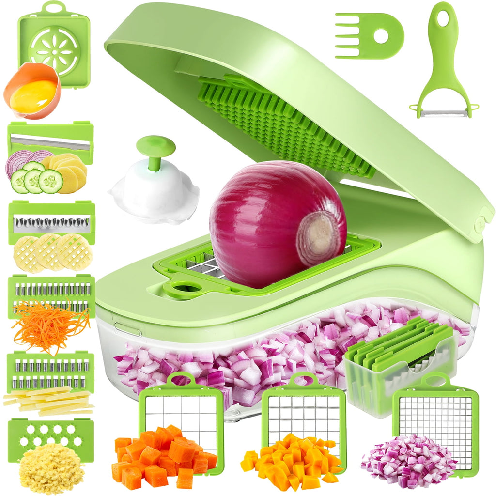 16 in 1 Vegetable Chopper,Zacenei Multifunctional Veggie Chopper for Salad Garlic Carrot Egg Separator Food Chopper w...