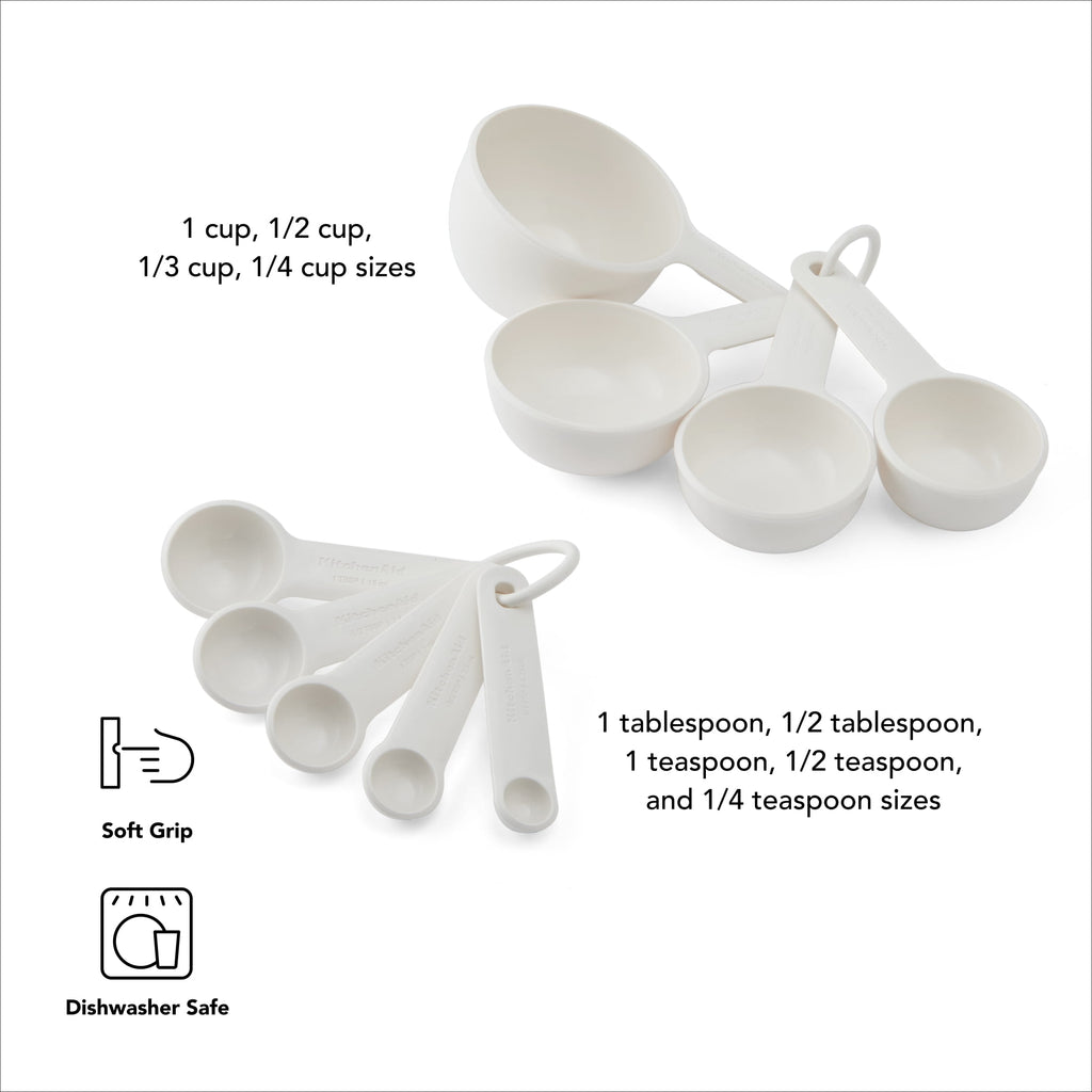 9-Piece Plastic Stackable Measuring Cup and Spoons Set for Cooking, Porcelain - Image 4