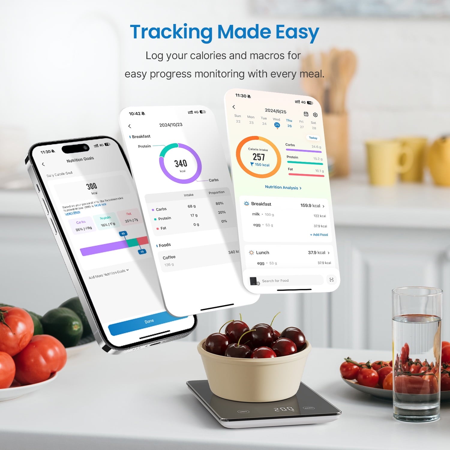 RENPHO Smart Food Scale, Digital Kitchen Scale with Nutritional Calculator, Gram Scale for Weight Loss, Baking and Co... - Image 3
