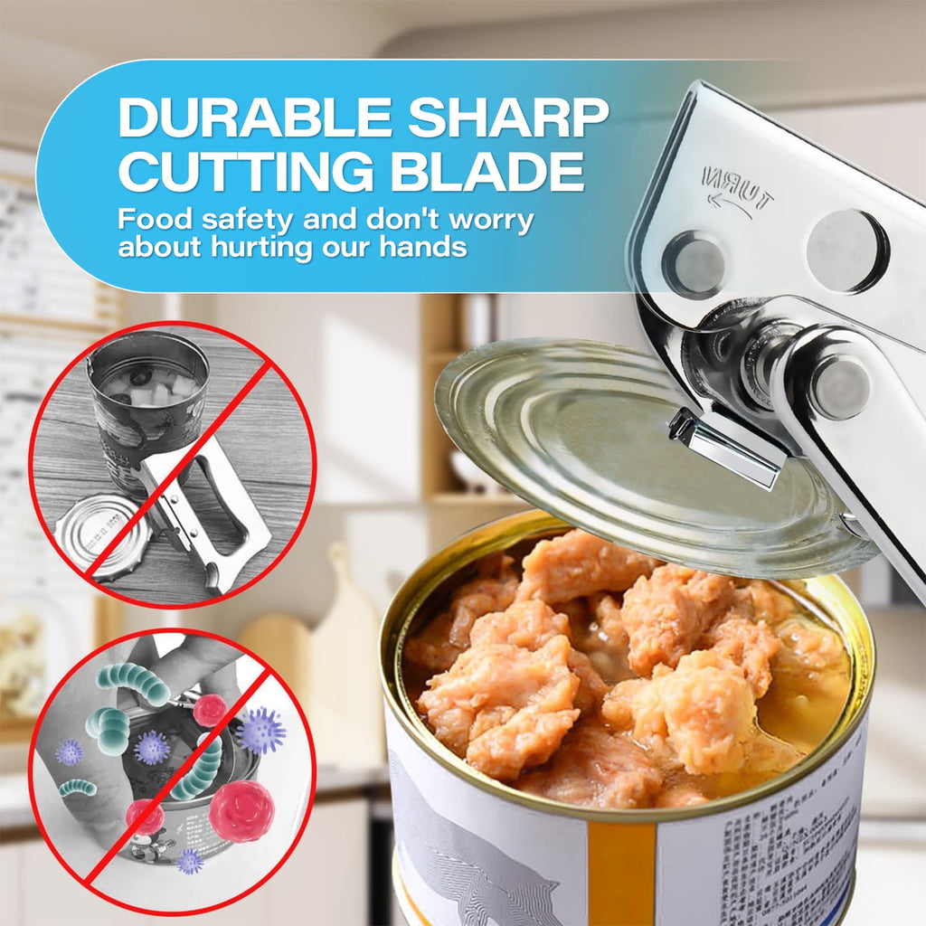 Commercial Can Opener Manual Heavy Duty Stainless Steel Handheld Smooth Edge Can Opener for Seniors for Kitchen - Image 3